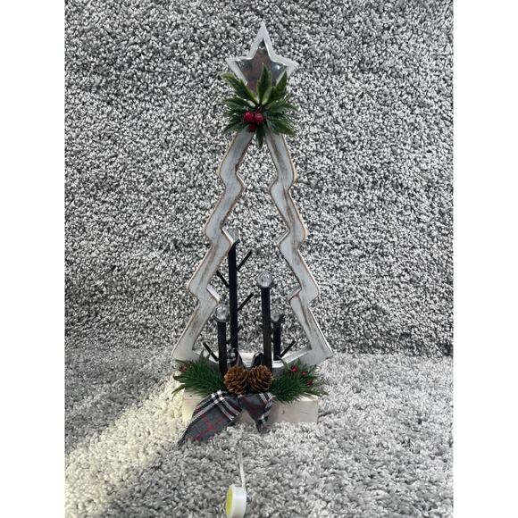 Centerpiece Table Arrangement Christmas Tree Candle Holder LED Decoration - Picture 1 of 8